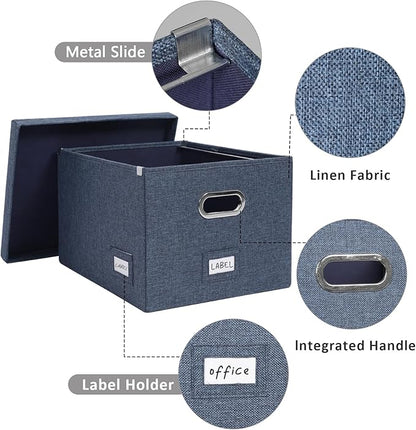 File Organizer Collapsible Storage Box for Office File Box with Lids Document Organizer for Office and Home Easy Slide Durabl