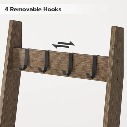 HOOBRO Blanket Ladder for Living Room and Bedroom, 5-Tier Wall Leaning Towel Rack for Bathroom, Decorative Ladder Shelf with 