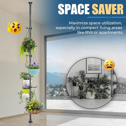 Coat Rack Freestanding with 12 Hooks - Multi-Purpose Organizer for Entryway, Bathroom, Corner & Plant Storage, No Drilling, H