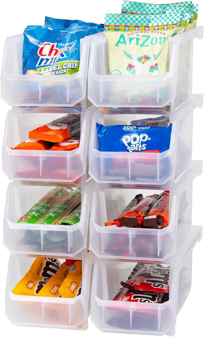 ReadySpace Medium Plastic Storage Bins, Stackable Organizer Containers for Closet Pantry Shelf Garage and Office Organization