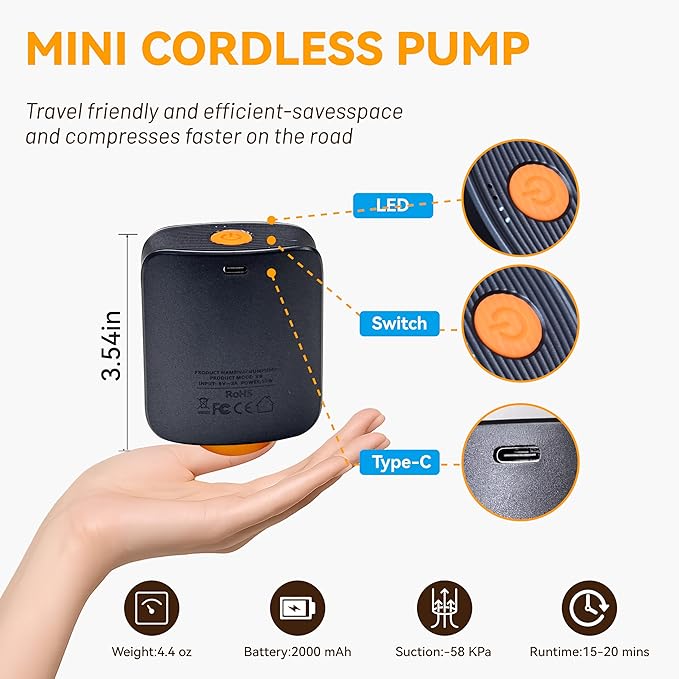 Travel Vacuum Bags for Clothing with Rechargeable Cordless Pump,Vacuum Storage Bags,15 Pack Vacuum Bags,Compression Packing f