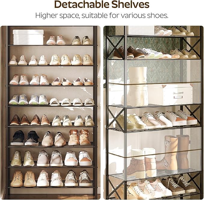 YATINEY 10 Tier Shoe Rack, Large Capacity Shoe Storage Organizer Holds 40 Pairs, Sturdy and Stable, for Entryway, Hallway, Cl