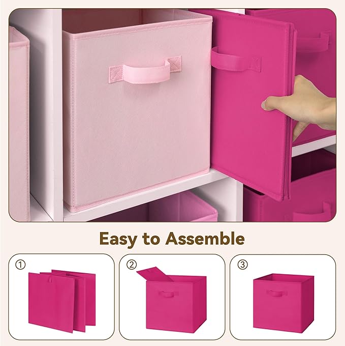 GRANNY SAYS 11 Inch Cube Storage Bins, Cube Storage Organizer, Fabric Collapsible Storage Bins with Handle, Storage Cubes for