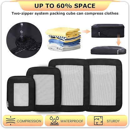Ultralight Compression Packing Cubes Travel for Suitcases ，Compressible Mesh Packing Cubes for Travel Women Packing Organizer