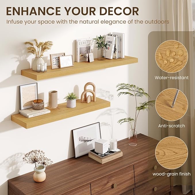 Fun Memories Floating Shelves for Wall - 10" x 10" Wood Shelf with Invisible Bracket - Deep Floating Shelves - 10 Inch Shelf 