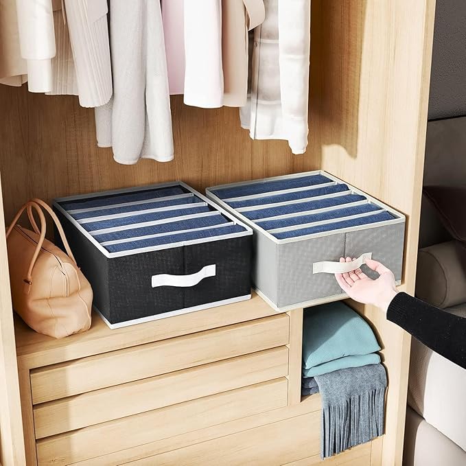 Homsorout Foldable Closet Organizer with Handles - 6 Pack Fabric Wardrobe Dividers for Clothes Storage Jeans, Pants, Sweaters
