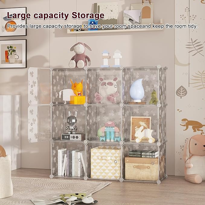 C&AHOME Cube Storage Organizer with Doors, 10-Cube Shelves, DIY Plastic Modular Bookshelf, Closet Clothes Storage Shelving Id
