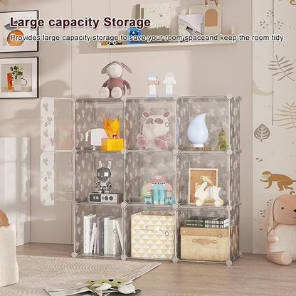 C&AHOME Cube Storage Organizer with Doors, 10-Cube Shelves, DIY Plastic Modular Bookshelf, Closet Clothes Storage Shelving Id