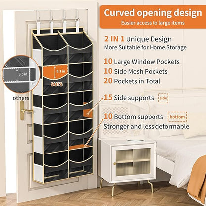 Aokeyee 5 Tiers Over the Door Storage Organizer, Behind Door Storage for Baby Nursery, 80lb Capacity Door Hanging Organizer w