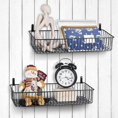 Wetheny Farmhouse Décor Metal Wire Organizer Storage Basket Bin(8 Pack)-Toilet Paper Storage-Organization and Storage for Bed