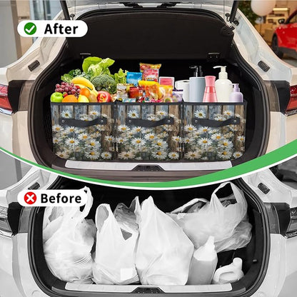 Reusable Grocery Bags Heavy Duty Shopping Bags Foldable Large Tote Bags with Long Handles & Hard Bottom