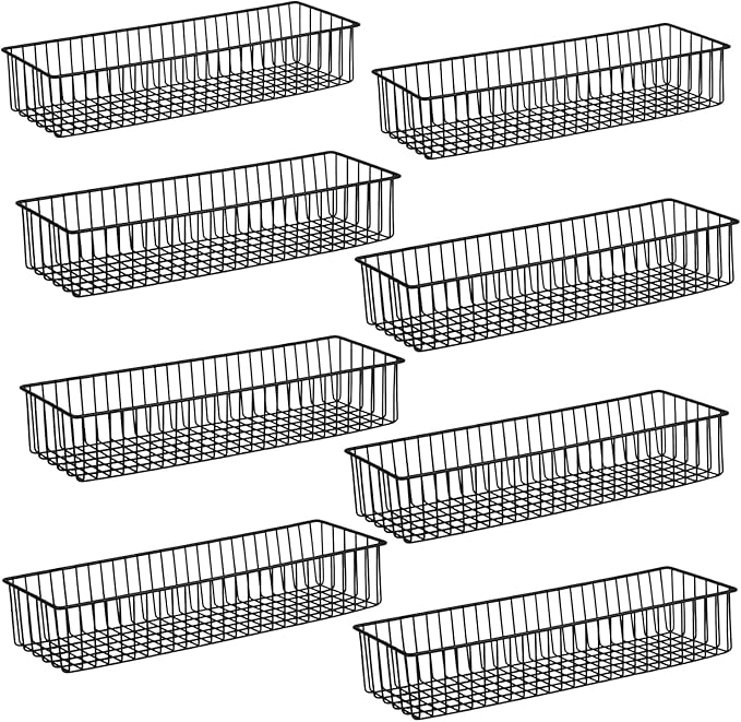 Wetheny Farmhouse Décor Metal Wire Organizer Storage Basket Bin(8 Pack)-Toilet Paper Storage-Organization and Storage for Bed