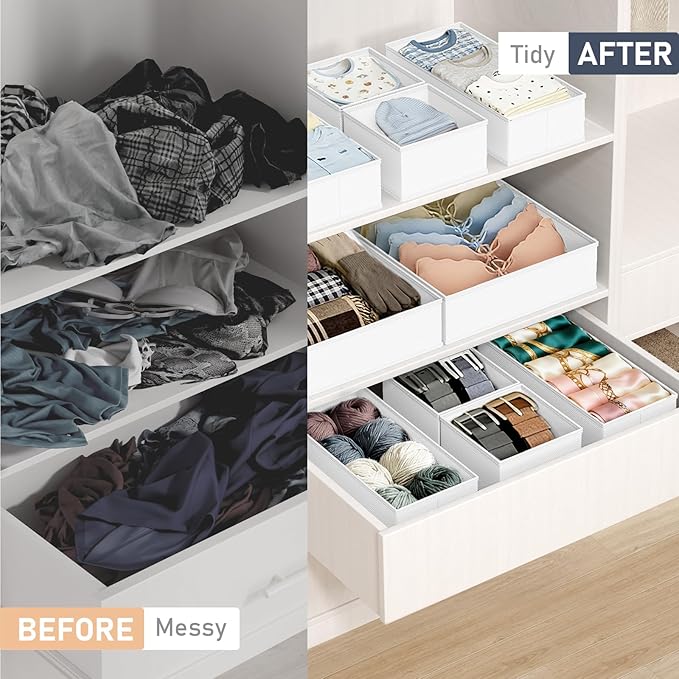 DIMJ Drawer Organizer Clothes- 26 Pack Baby Dresser Organizer for Nursery, Small Fabric Closet Drawer Organizer Bins for Unde