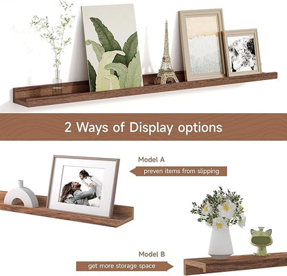 Fun Memories Picture Ledge Shelf for Wall, Floating Shelves Set of 4, 36 Inch Long Nursery Book Shelves for Toys Storage, Kid