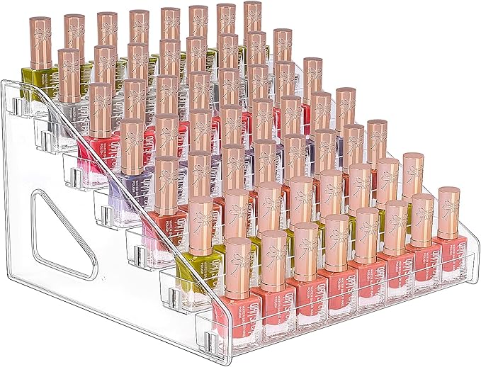 JessLab Nail Polish Organizer, 7-Tier Clear Acrylic Sunglass and Essential Oil Holder, Makeup Organizer for Bathroom Vanity C