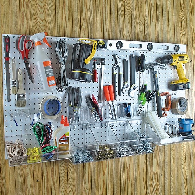 Azar Displays 900988-WHT 48" x 24" Pegboard Organizer Kit in White