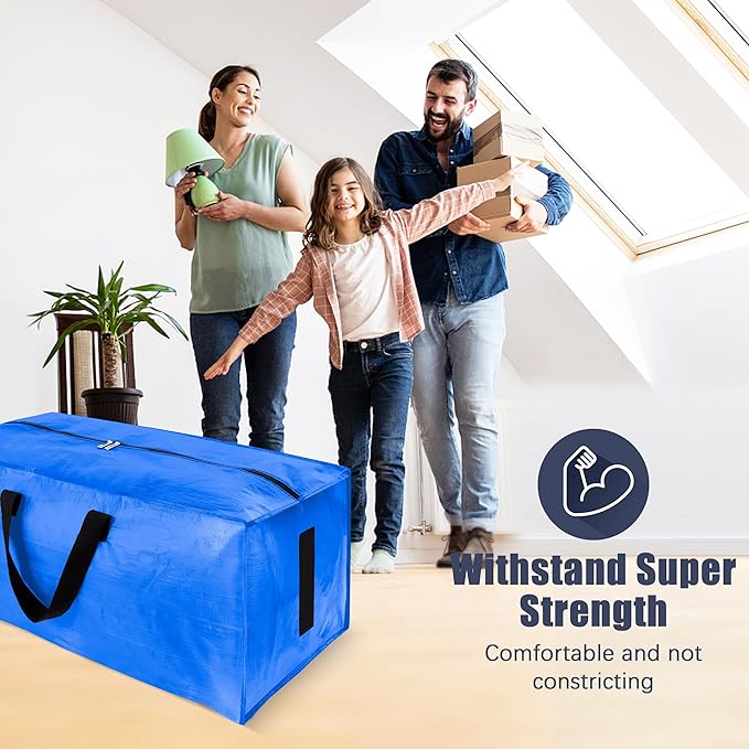 HOMESURE 12 Pack Large Strong Moving Bags with Zippers & Carrying Handles - Water-Resistant - Heavy Duty Storage Tote for Spa