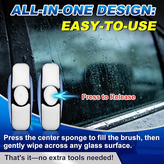 Water Repellent & Anti-Fog Glass Brush Kit with Towels | Hydrophobic Rain Repellent & Defogger for Car Glass Windshield Windo