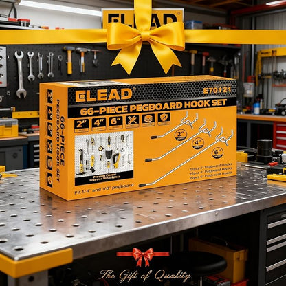 ELEAD 66-Piece 2/4/6 Inch Pegboard Hooks, Heavy Duty Peg Board Organizer Accessories, Peg Board Tool Hangers Fit for 1/4" and