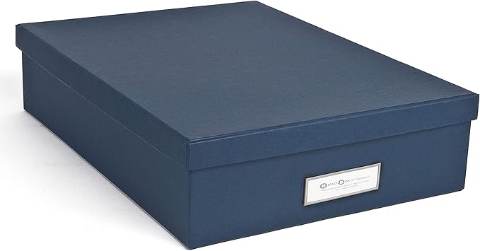 Bigso Oskar Fiberboard Label Frame Document Letter Box - File Organizer Box for Important Paperwork - Document Storage with a