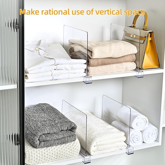Shelf Dividers，Vertical Purse Organizer for Closet，Thickened and Sturdy Shelf Organizer for Sweater, Shirts, Handbags,8" Tall