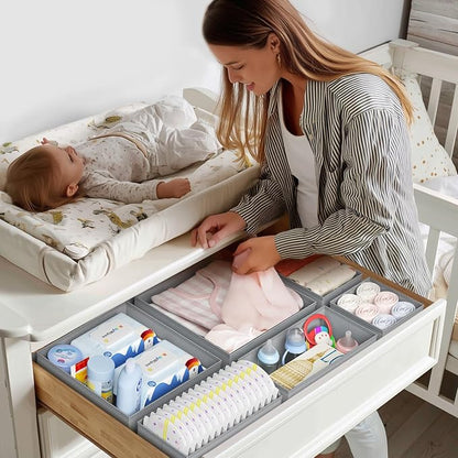 DIMJ Drawer Organizer Clothes - 20 Pack Closet Drawer Organizer Bins for Baby Clothes Storage, Fabric Dresser Organizer for N