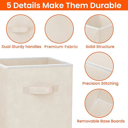 Criusia Large Storage Cubes - 13 Inch Heavy Duty Fabric Storage Bins for Shelves Closet, Cube Organizer - 8 Pack Collapsible 