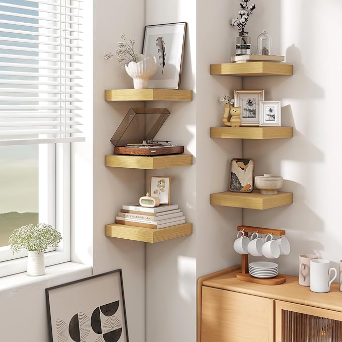 Fun Memories Floating Shelves for Wall - 10" x 10" Wood Shelf with Invisible Bracket - Deep Floating Shelves - 10 Inch Shelf 