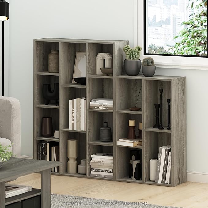 Furinno LUDER Book Shelf, 5-Cube Bookshelf, Reversible Bookcase, 9.4 x 19.5 x 31.5, Easy Assembly, for Living Room, Bedroom, 