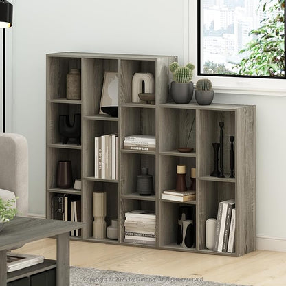 Furinno LUDER Book Shelf, 5-Cube Bookshelf, Reversible Bookcase, 9.4 x 19.5 x 31.5, Easy Assembly, for Living Room, Bedroom, 