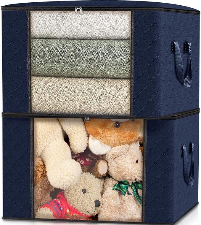 Fab totes Storage Bags,Clothes Blanket Storage Bins Foldable Closet Organizers with Reinforced Handle for Home Dorm Storage a