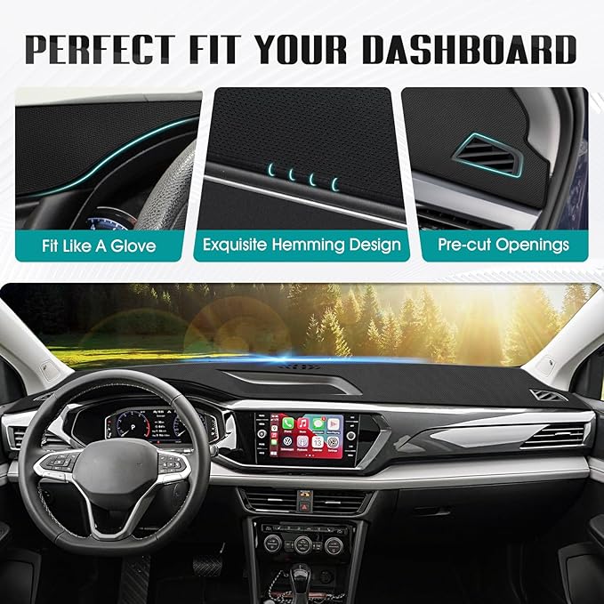 FIILINES Dash Cover for 2022-2024 Volkswagen Taos S SE SEL (NOT for 2025), Dashboard Mat Accessories Dash Cover Sunshade Nons