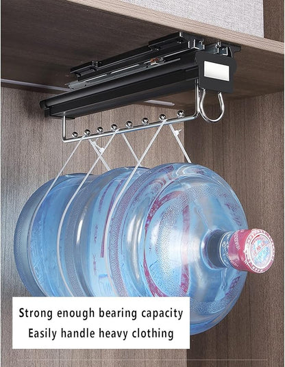 Pull Out Closet Clothes Rail, Extendable Hanging Rod Double Ball Sliding Rail, Adjustable Top Mount Wardrobe Organizer Rack H