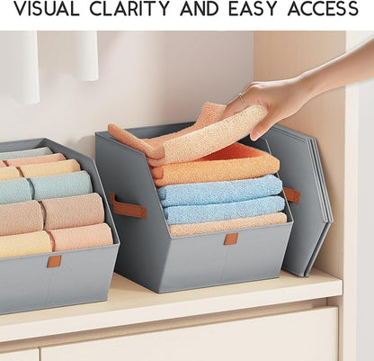Homsorout Fabric Closet Storage Cubes - 6 Pack Square Storage Bins with Dual Handles for Clothes, Towels, Toys, Cube Storage 