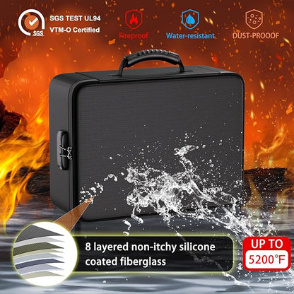 ENGPOW 5200℉ Soft Case Fireproof Document Box with Lock,Fireproof Box with 25 Colorful Pocket Accordion File Folder,Fireproof