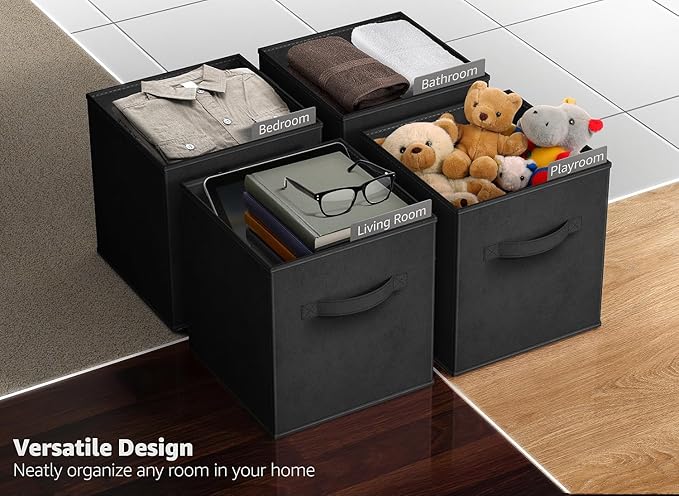 Sorbus Fabric Storage Cubes - 6 Foldable Storage Bins for Organizing Pantry, Cubbies, Toy Box - Clothes Storage & Closet Orga