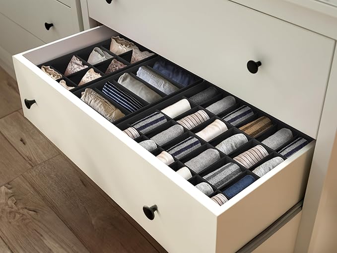 Simple Houseware 4-Pack Drawer Organizer Set - Closet Dividers for Underwear, Socks, Bras, Scarves, Ties - Foldable Non-Woven