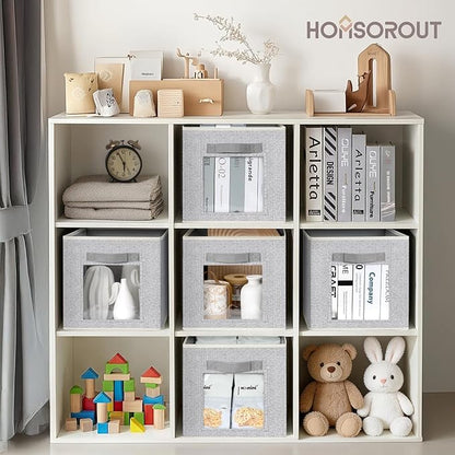 Homsorout Foldable Storage Cubes - Cubby Storage Organizer with Window, Decorative Fabric Bins for Clothes Storage, Closet Or