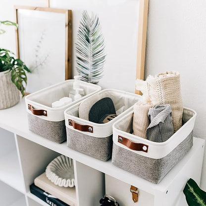 OrganiHaus Small Fabric Storage Baskets 6 Pack, 12x8in Cloth Storage Bins for Shelves, Small Baskets for Organizing Bathroom 