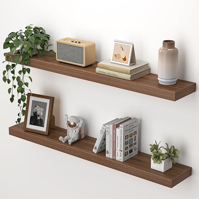 Heimlove 36 Inch Floating Shelves for Wall,Mounted Storage & Display Wood Shelves with Invisible Brackets,Hanging Shelf for B