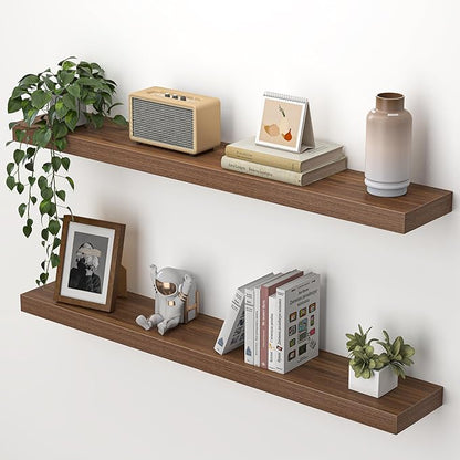Heimlove 36 Inch Floating Shelves for Wall,Mounted Storage & Display Wood Shelves with Invisible Brackets,Hanging Shelf for B