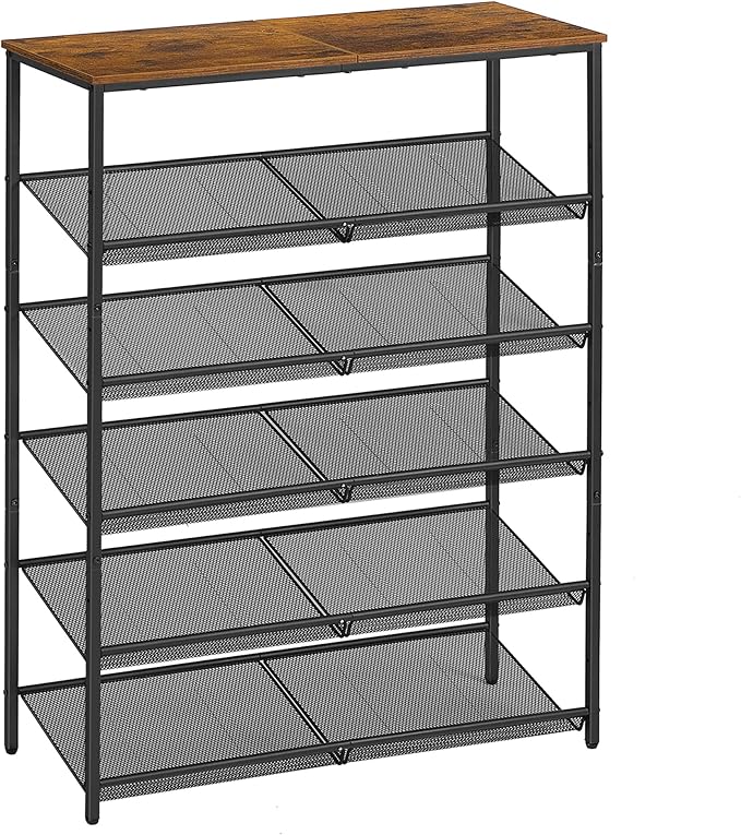 VASAGLE Shoe Rack for Entryway, 6-Tier Shoe Rack Organizer with Storage Shelves and Spacious Top, Freestanding, Adjustable, I