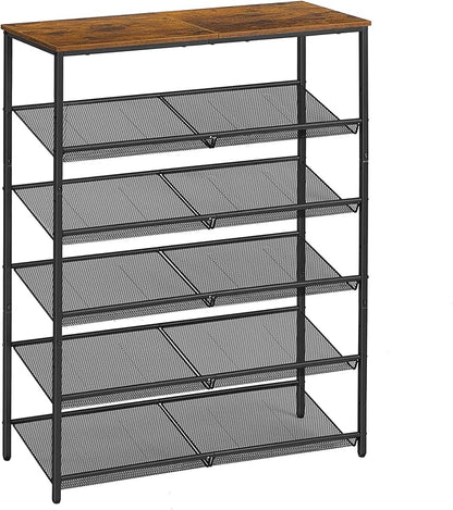 VASAGLE Shoe Rack for Entryway, 6-Tier Shoe Rack Organizer with Storage Shelves and Spacious Top, Freestanding, Adjustable, I