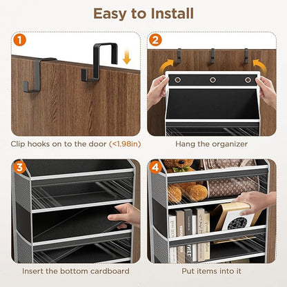 Mefirt Over The Door Organizer, 7 Tier Door Hanging Organizers with 7 Large Pockets 12 Side Pockets, Behind Door Storage Hang