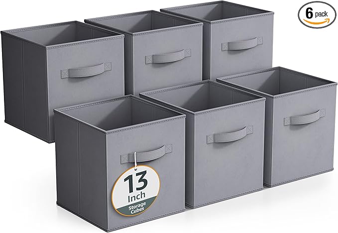 Sorbus Fabric Storage Cubes - 6 Foldable Storage Bins for Organizing Pantry, Cubbies, Toy Box - Clothes Storage & Closet Orga
