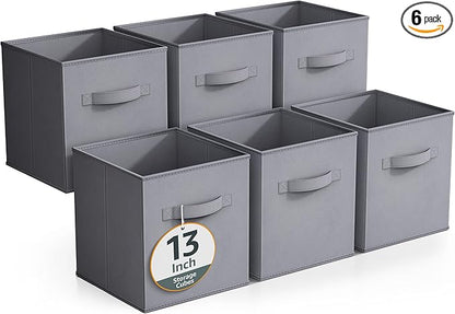 Sorbus Fabric Storage Cubes - 6 Foldable Storage Bins for Organizing Pantry, Cubbies, Toy Box - Clothes Storage & Closet Orga