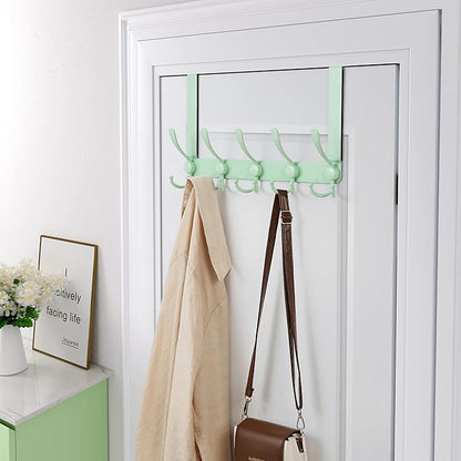 Dseap Over The Door Hook Hanger - Fits 1 3/8" to 1 3/4" Standard Doors | 5 Tri Hooks Heavy Duty Towel/Coat Rack | Door Organi
