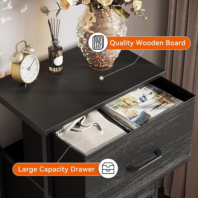 AODK Dresser for Bedroom Nightstand Small Dressers Chest of Drawers End Table for Living Room, Closet Dresser with 3 Storage 