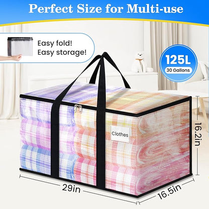 BlissTotes 8-Pack Large Moving Bags with Backpack Straps & Strong Zippers, Heavy-Duty Storage Bags Moving Boxes for Space Sav