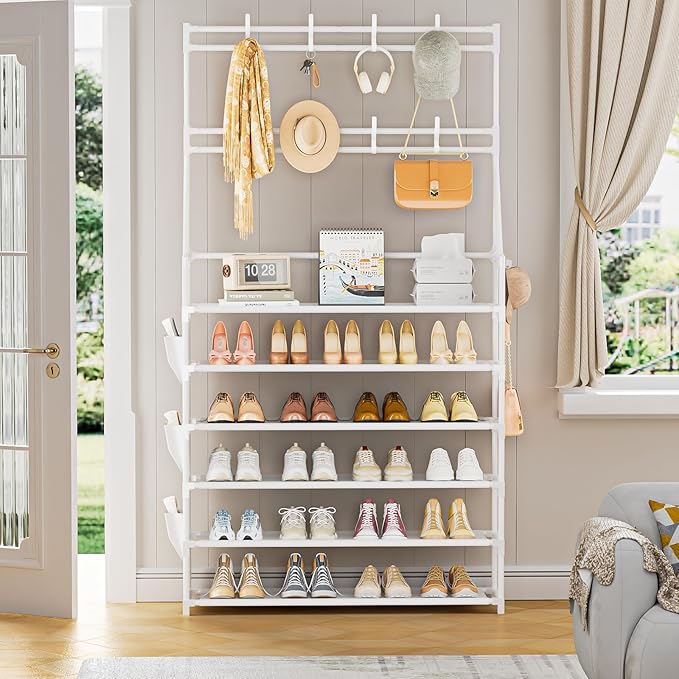 OYREL Shoe Rack 6 Tier Shoes Organizer 24-30 Pairs Shoe Racks for Closet Front Door Entrance Large Capacity Space Saving Shoe
